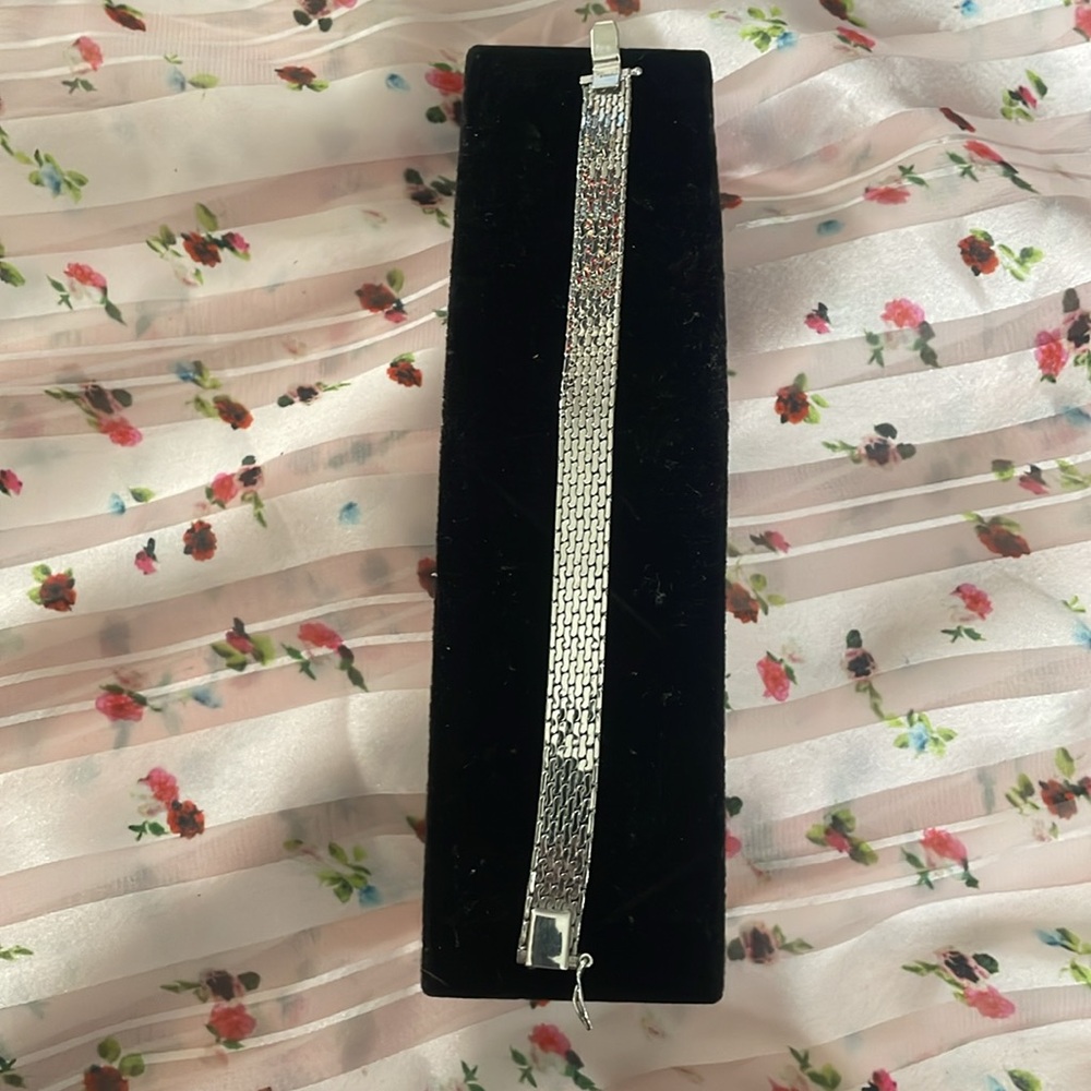 Vintage Monet Silver-Tone Tennis Bracelet - Picture 2 of 4